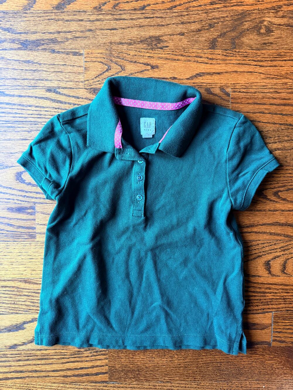 Gap Kids Girl's School Uniform Dark Hunter Green Collared Polo Shirt - XS 4-5